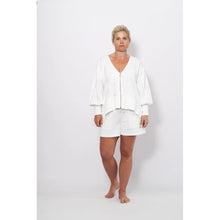 Load image into Gallery viewer, NELLIE COLLEGE ZIP JACKET - WHITE