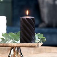 Twisted Pillar Candle, Black 8x15