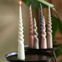 Twisted Cone Candle Off-white H35